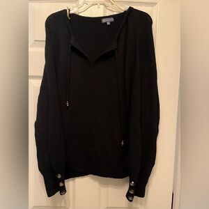 Democracy Black Sweater with Button Accents